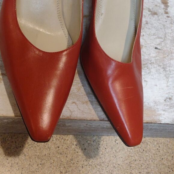 👍 Talbots Heels Coral Red Size 8.5. A10 - Picture 2 of 7